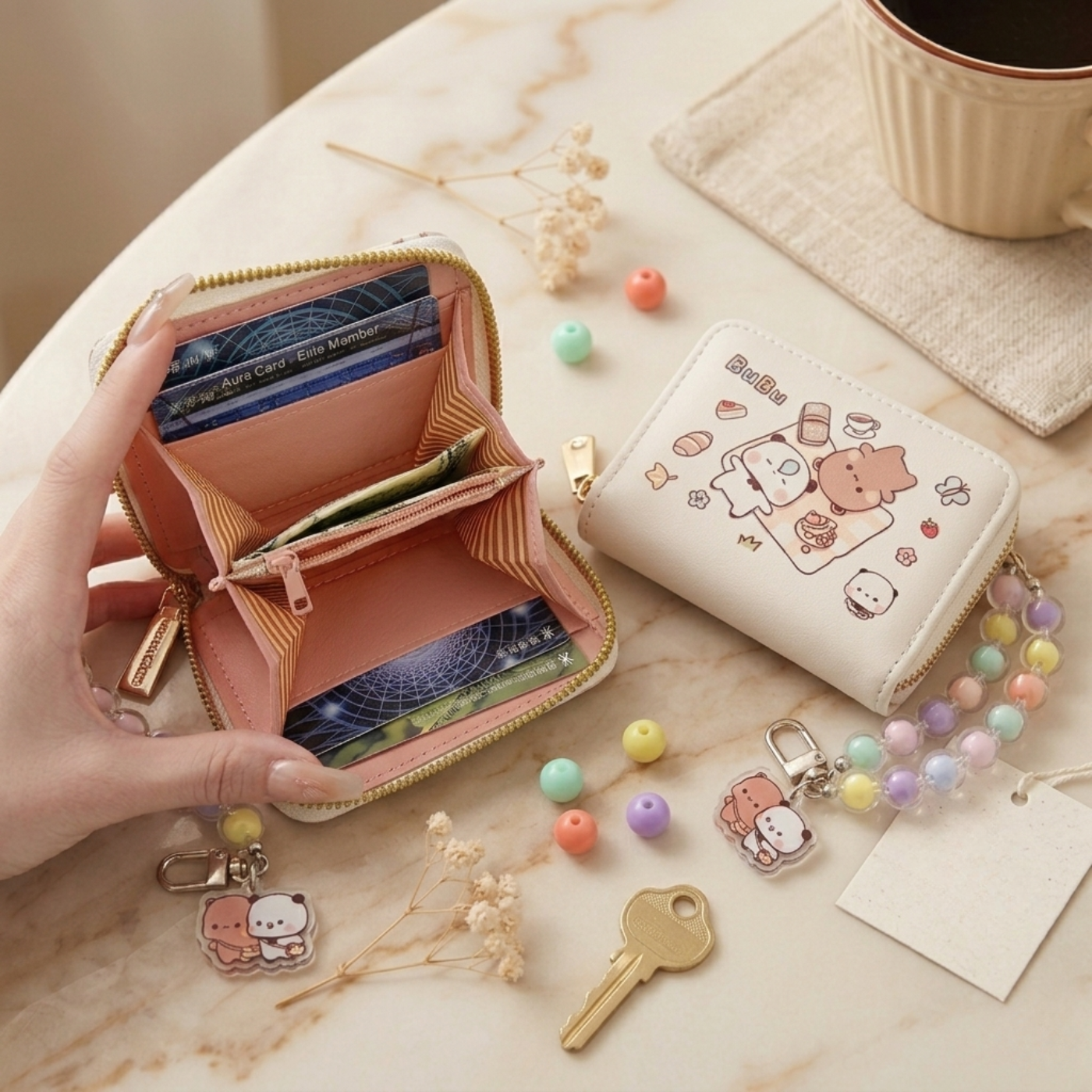 Porte feuille dudu & bubu ultra mignon + perles